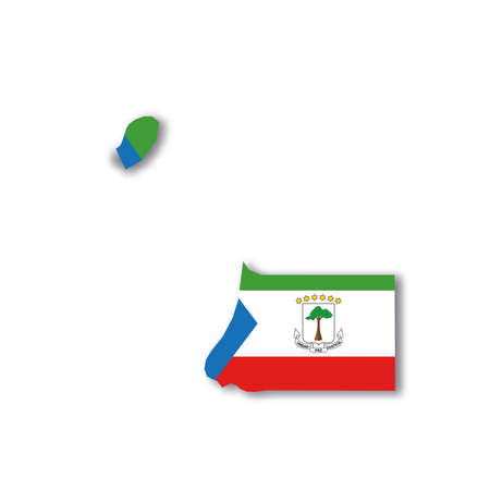 Equatorial Guinea national flag in a shape of country mapのイラスト素材