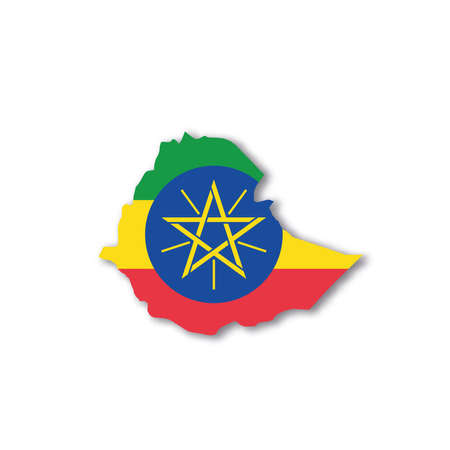 Ethiopia national flag in a shape of country mapのイラスト素材