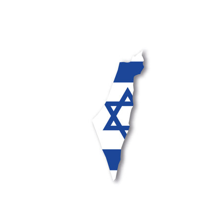 Israel national flag in a shape of country mapのイラスト素材