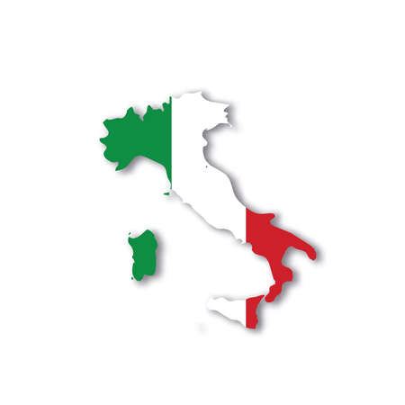 Italy national flag in a shape of country mapのイラスト素材
