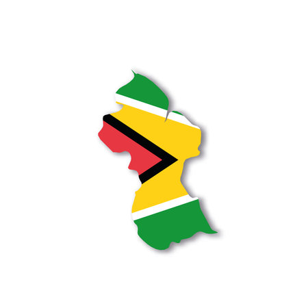 Guyana national flag in a shape of country mapのイラスト素材