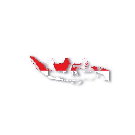Indonesia national flag in a shape of country mapのイラスト素材
