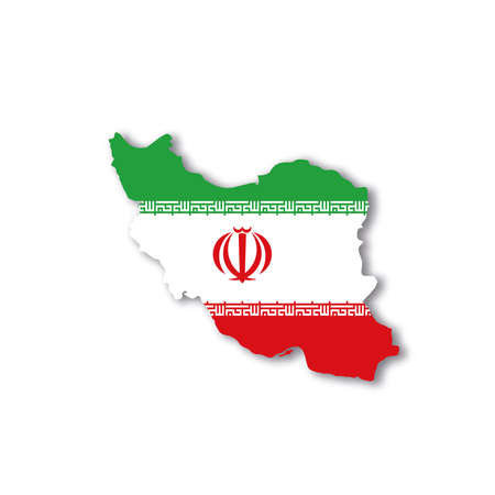 Iran national flag in a shape of country mapのイラスト素材