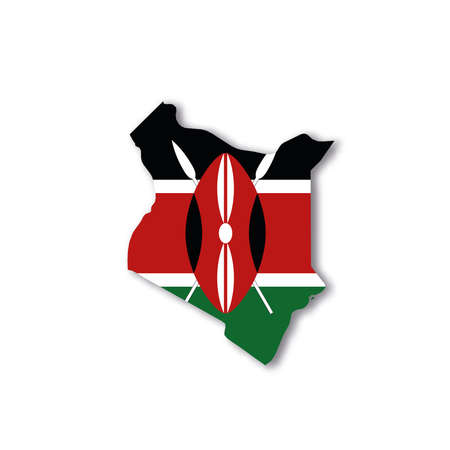 Kenya national flag in a shape of country mapのイラスト素材