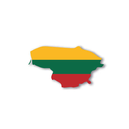 Lithuania national flag in a shape of country mapのイラスト素材