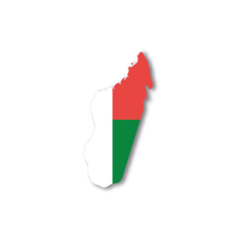 Madagascar national flag in a shape of country mapのイラスト素材