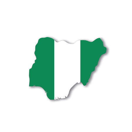 Nigeria national flag in a shape of country mapのイラスト素材