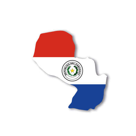 Paraguay national flag in a shape of country mapのイラスト素材