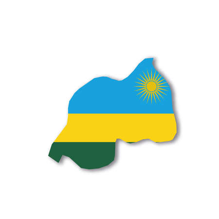 Rwanda national flag in a shape of country mapのイラスト素材