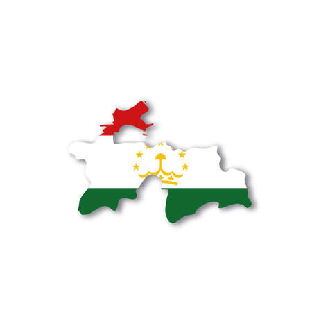 Tajikistan national flag in a shape of country mapのイラスト素材