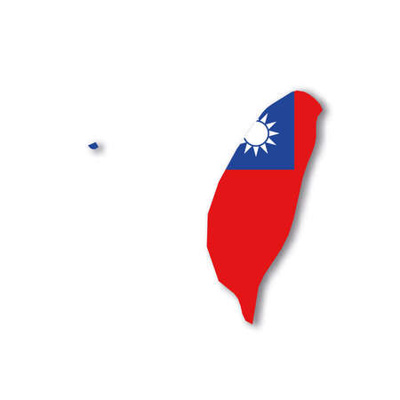 Taiwan national flag in a shape of country mapのイラスト素材