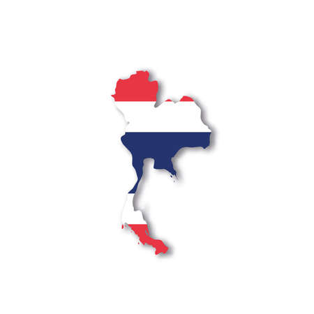 Thailand national flag in a shape of country mapのイラスト素材