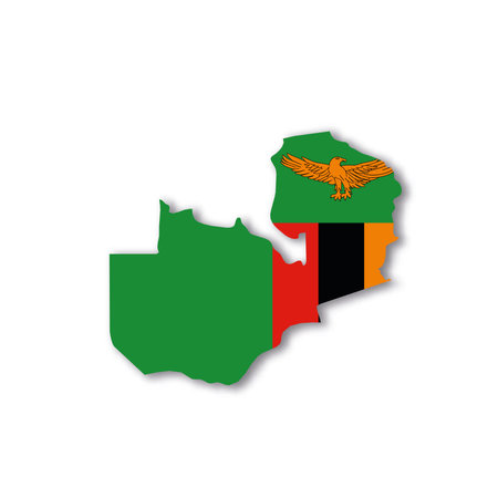 Zambia national flag in a shape of country mapのイラスト素材