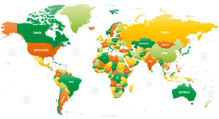 World map detailed political map with lablesのイラスト素材