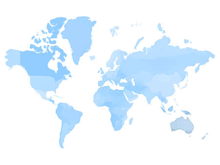Map of World watercolor paintingのイラスト素材