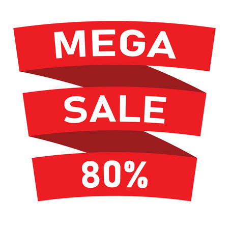 Sale - red folded ribbon bannerのイラスト素材