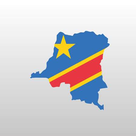 Democratic Republic of the Congo national flag in country map silhouetteのイラスト素材