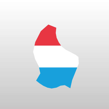 Luxembourg national flag in country map silhouetteのイラスト素材