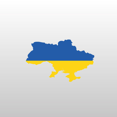 Ukraine national flag in country map silhouetteのイラスト素材