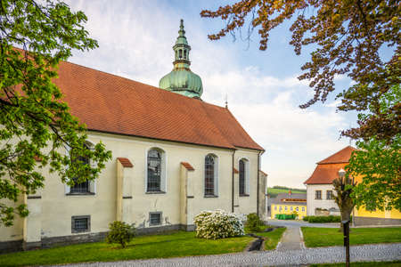 Rural church in small Czech townの写真素材