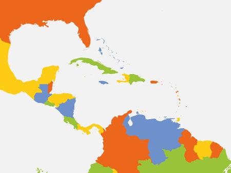Political map of Central American and Caribbeanのイラスト素材