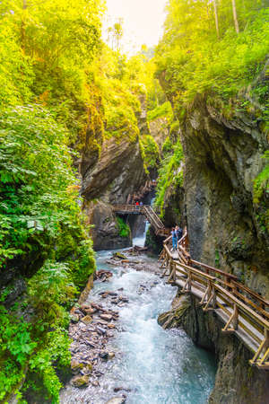 Sigmund Thun Gorge. Cascade valley of wild Kapruner Ache near Kaprun, Austriaの写真素材