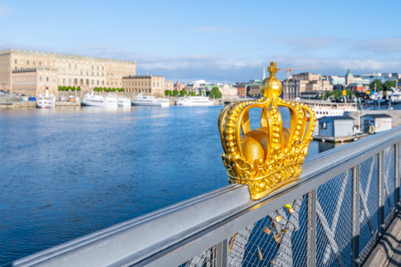 Golden Crown of Skeppsholmen Bridge in Stockholm