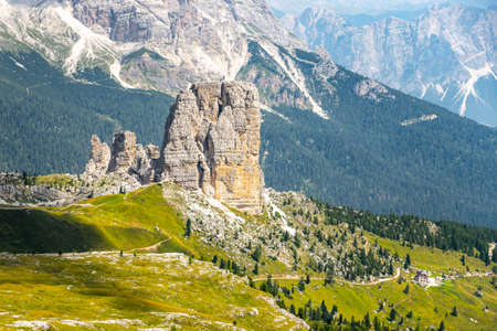 Impressive rock formation in Dolomitesの写真素材