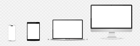 Set of four realistic devices mockupのイラスト素材