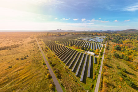 Large photovoltaic power station from above