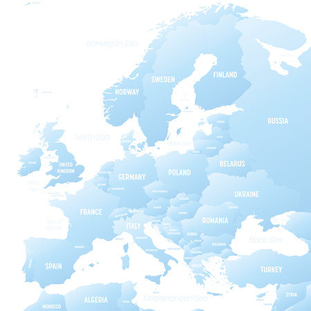 Europe map detailed political map with lablesのイラスト素材