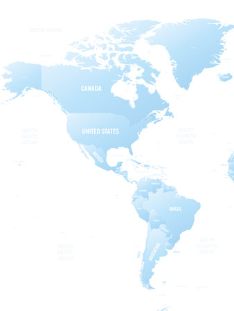 Americas detailed political map with lablesのイラスト素材