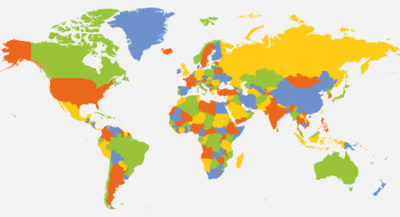 High detailed political map of Worldのイラスト素材