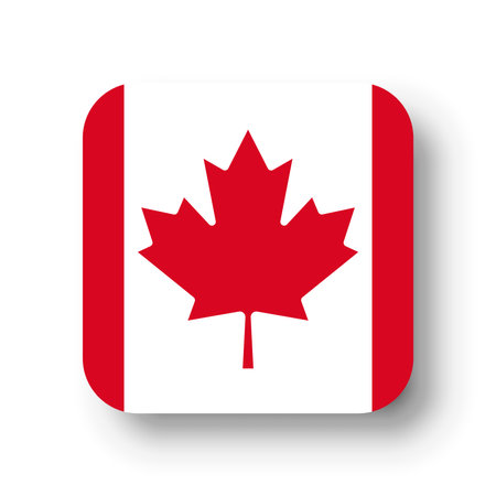 Canada flag - flat vector square with rounded corners and dropped shadow.のイラスト素材
