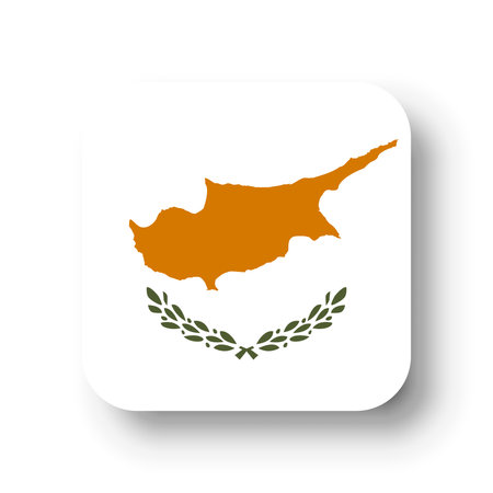 Cyprus flag - flat vector square with rounded corners and dropped shadow.のイラスト素材