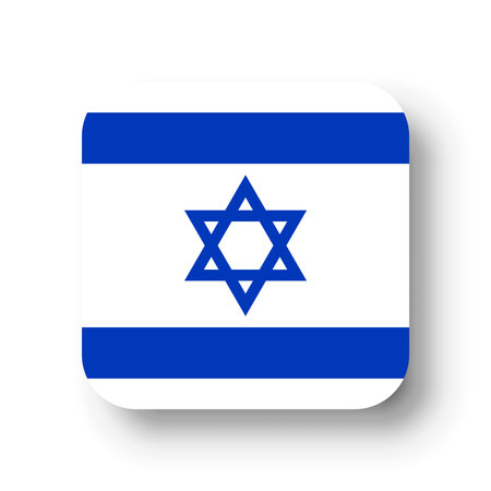 Israel flag - flat vector square with rounded corners and dropped shadow.のイラスト素材