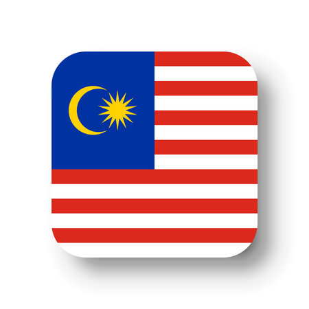 Malaysia flag - flat vector square with rounded corners and dropped shadow.のイラスト素材