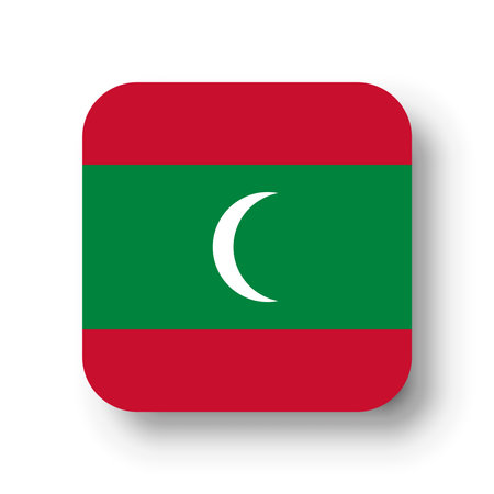Maldives flag - flat vector square with rounded corners and dropped shadow.のイラスト素材