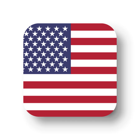 United States of America flag - flat vector square with rounded corners and dropped shadow.のイラスト素材