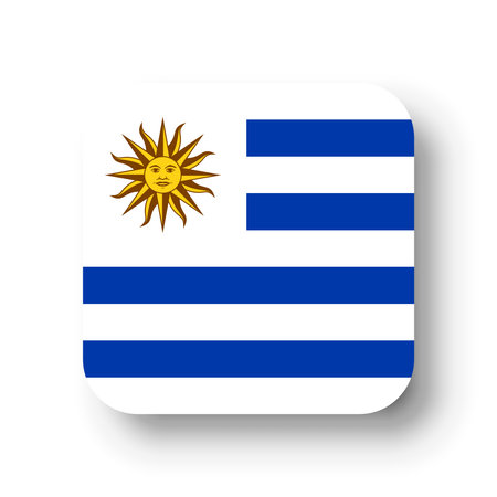 Uruguay flag - flat vector square with rounded corners and dropped shadow.のイラスト素材