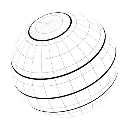Earth planet globe grid of meridians and parallels, or latitude and longitude. Thick marked Equator, Tropic of Cancer, Tropic of Capricorn, Arctic Circle and Antarctic Circle. Vector illustrationのイラスト素材