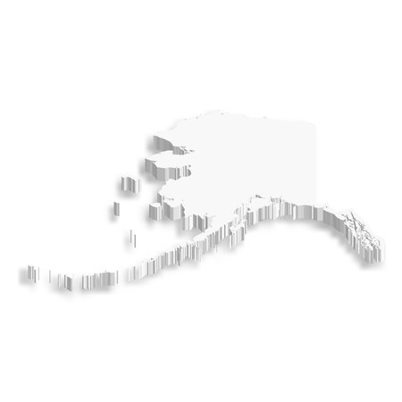 Alaska, state of USA - white vector 3D map of country area.のイラスト素材