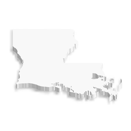 Louisiana, state of USA - white vector 3D map of country area.のイラスト素材
