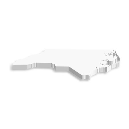 North Carolina, state of USA - white vector 3D map of country area.のイラスト素材