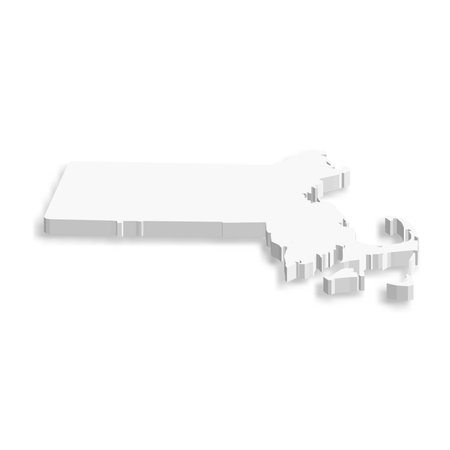 Massachusetts, state of USA - white vector 3D map of country area.のイラスト素材