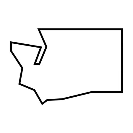Washington state of United States of America, USA. Simplified thick black outline map. Simple flat vector illustrationのイラスト素材