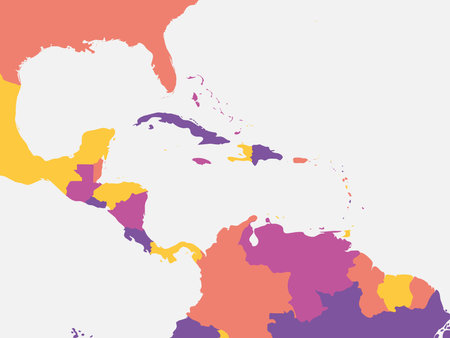 Central America blank map. High detailed political map Central American and Caribbean regionのイラスト素材