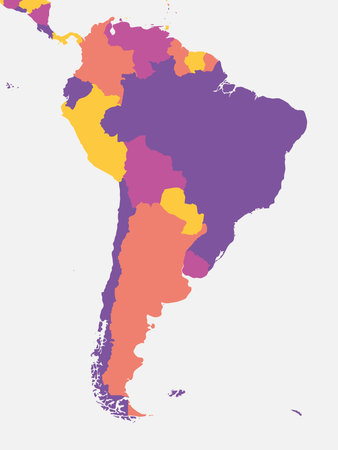 South America blank map. High detailed political map South American continentのイラスト素材