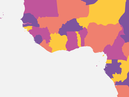Western Africa blank map. High detailed political map of western african and Bay of Guinea regionのイラスト素材
