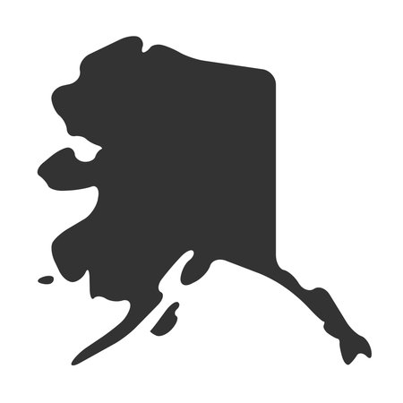 Alaska state of United States of America, USA. Simplified thick black silhouette map with rounded corners. Simple flat vector illustrationのイラスト素材